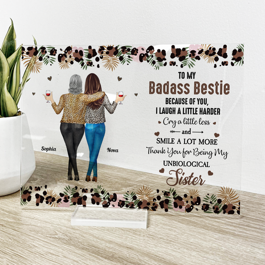 Because Of You I Laugh A Little Harder Friendship - Personalized Acrylic Plaque