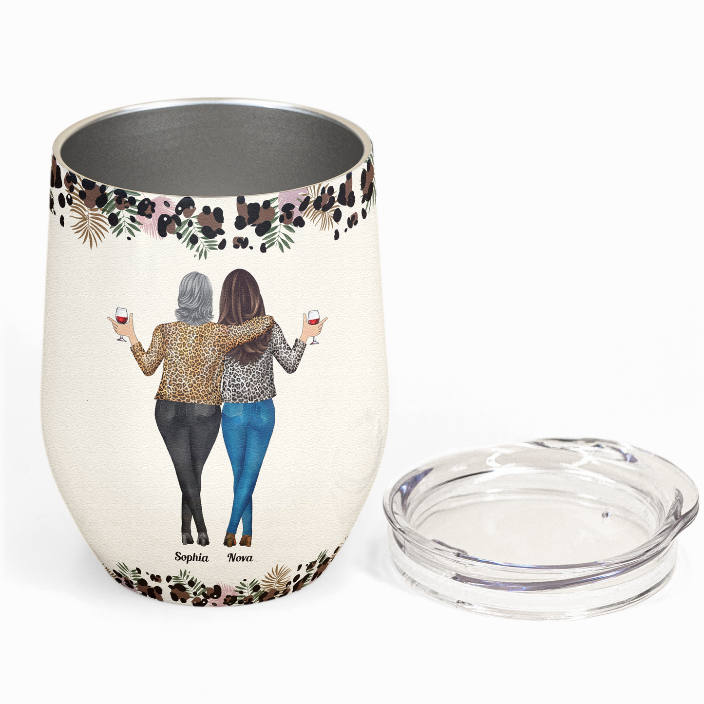 Because Of You I Laugh A Little Harder Friendship - Personalized Wine Tumbler