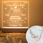 Because Of You I Laugh - Personalized LED Light Acrylic Plaque With Infinity Necklace