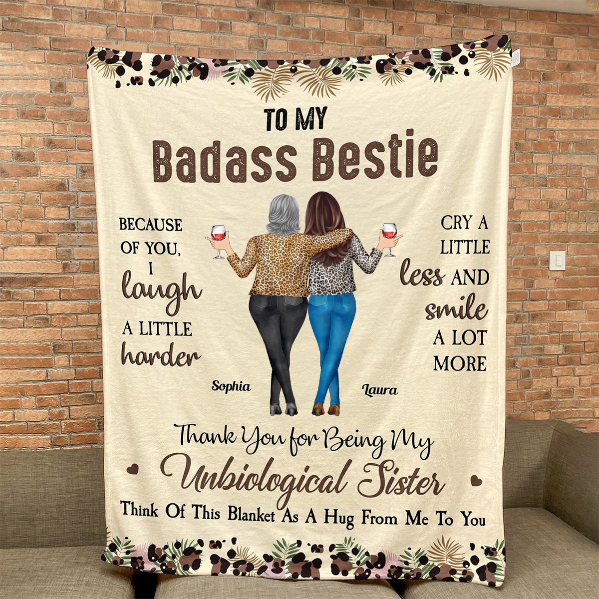 Because Of You, I Laugh A Little Harder - Personalized Blanket