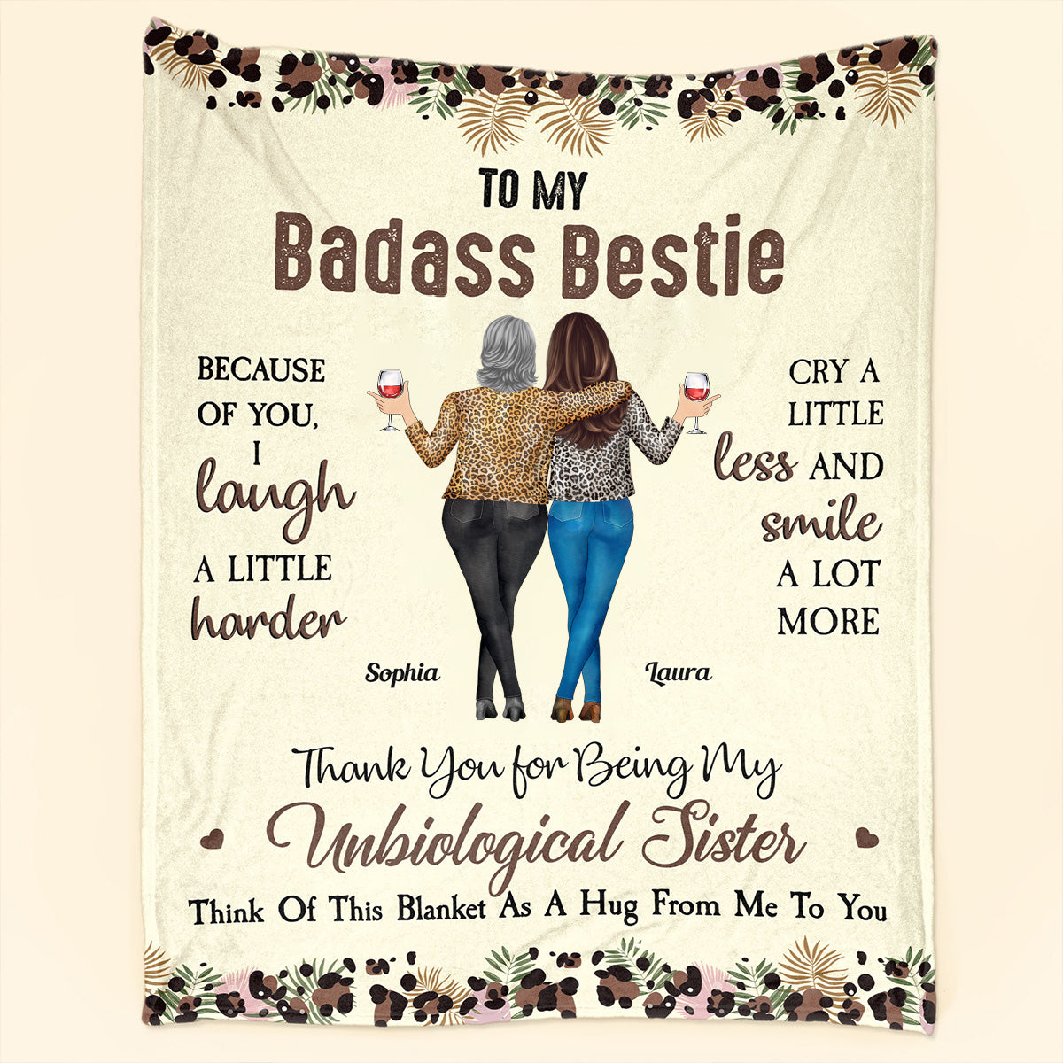 Because Of You, I Laugh A Little Harder - Personalized Blanket