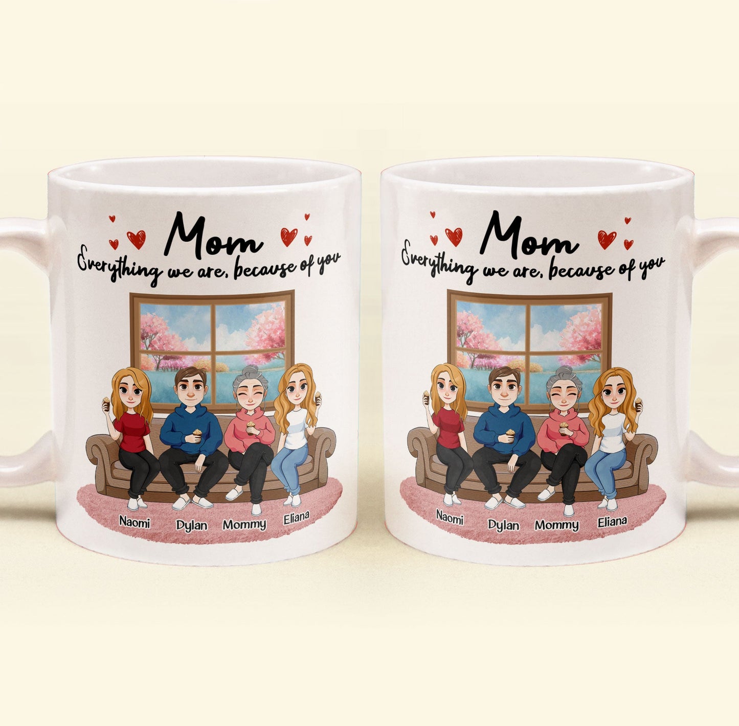 Because Of You, Mom - Personalized Mug