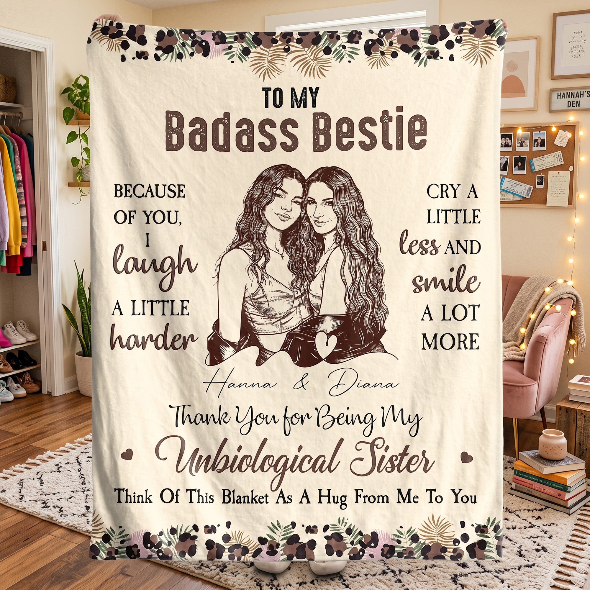 Because-Of-You,-I-Laugh-A-Little-Harder-Friendship-Thankyou-Gifts-Turn-Your-Photo-Into-Art-Personalized-Blanket-1