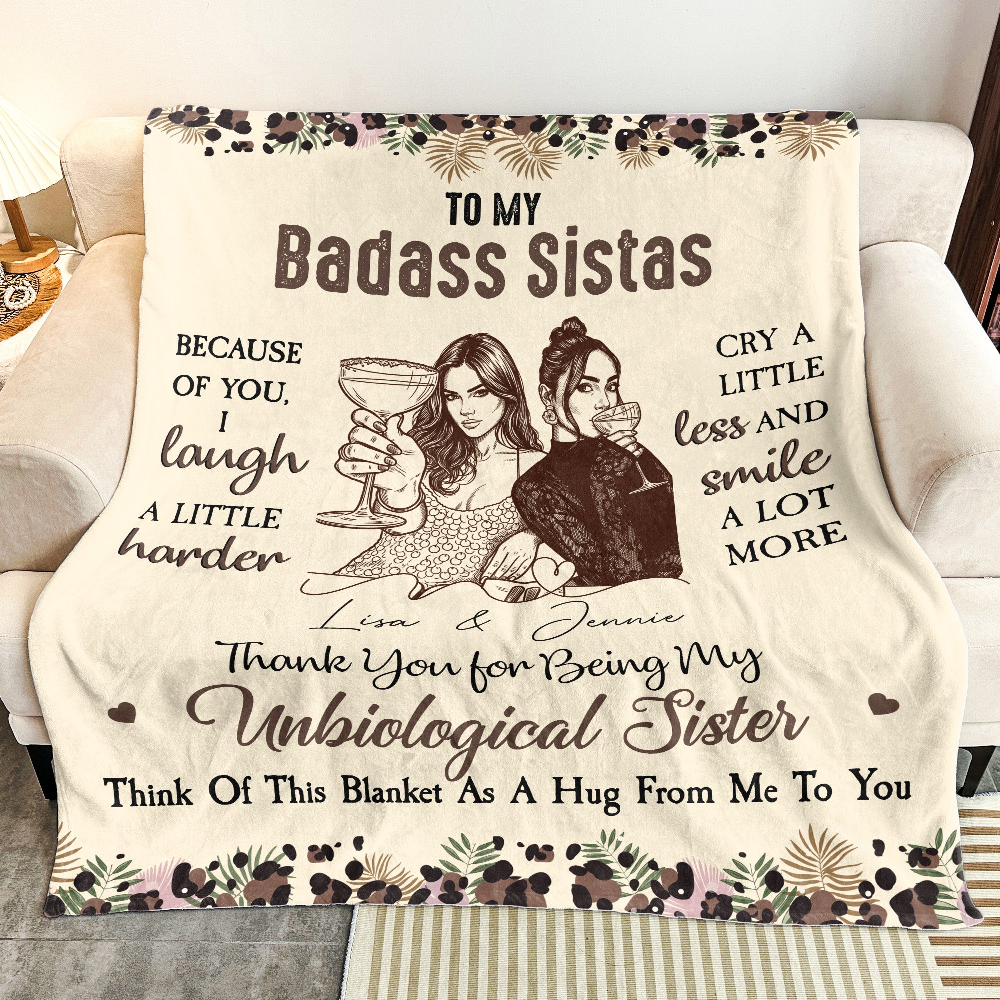 Because-Of-You,-I-Laugh-A-Little-Harder-Friendship-Thankyou-Gifts-Turn-Your-Photo-Into-Art-Personalized-Blanket-4