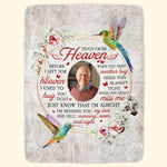 Before I Left For Heaven - Memorial Gift - Personalized Photo Blanket