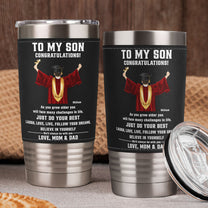 Believe In Yourself Gift For Son - Personalized 20oz Leather Wrapped Tumbler