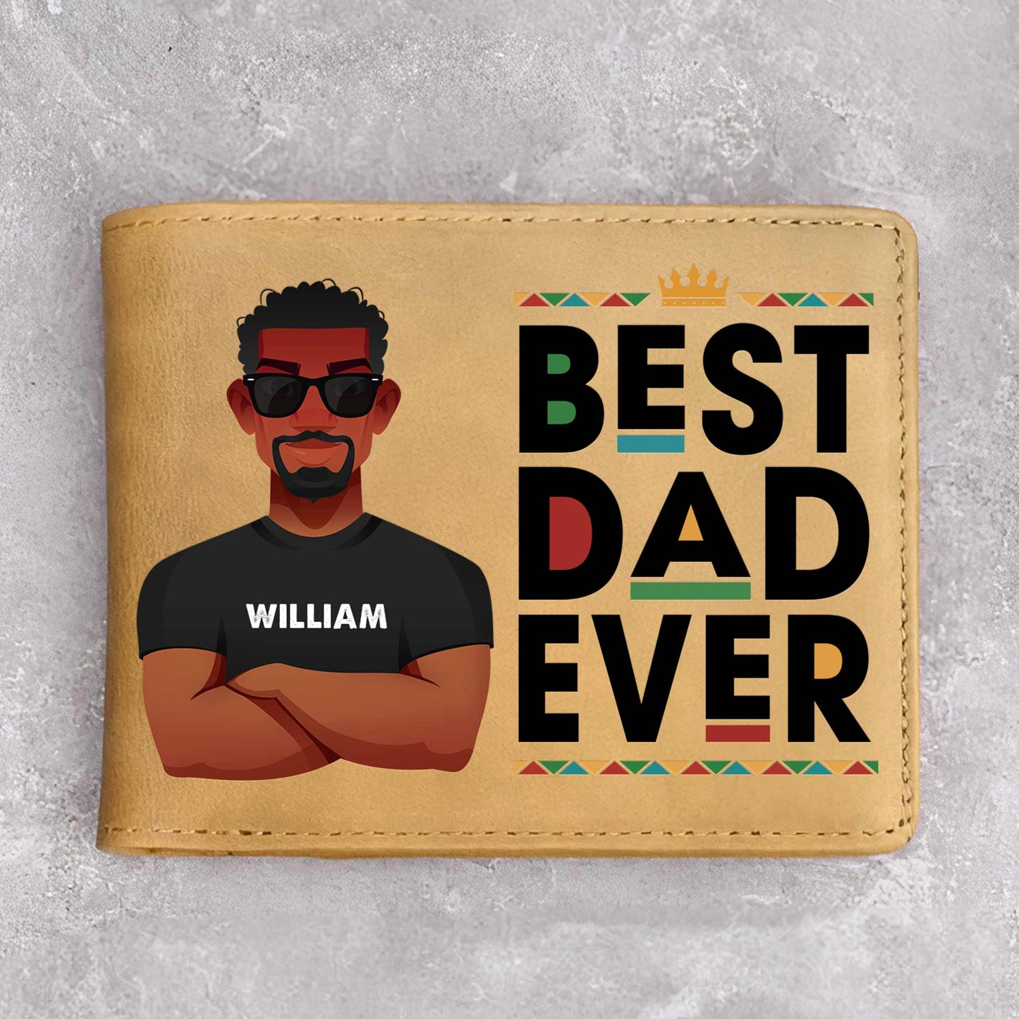 Best Black Dad Ever - Personalized Leather Wallet