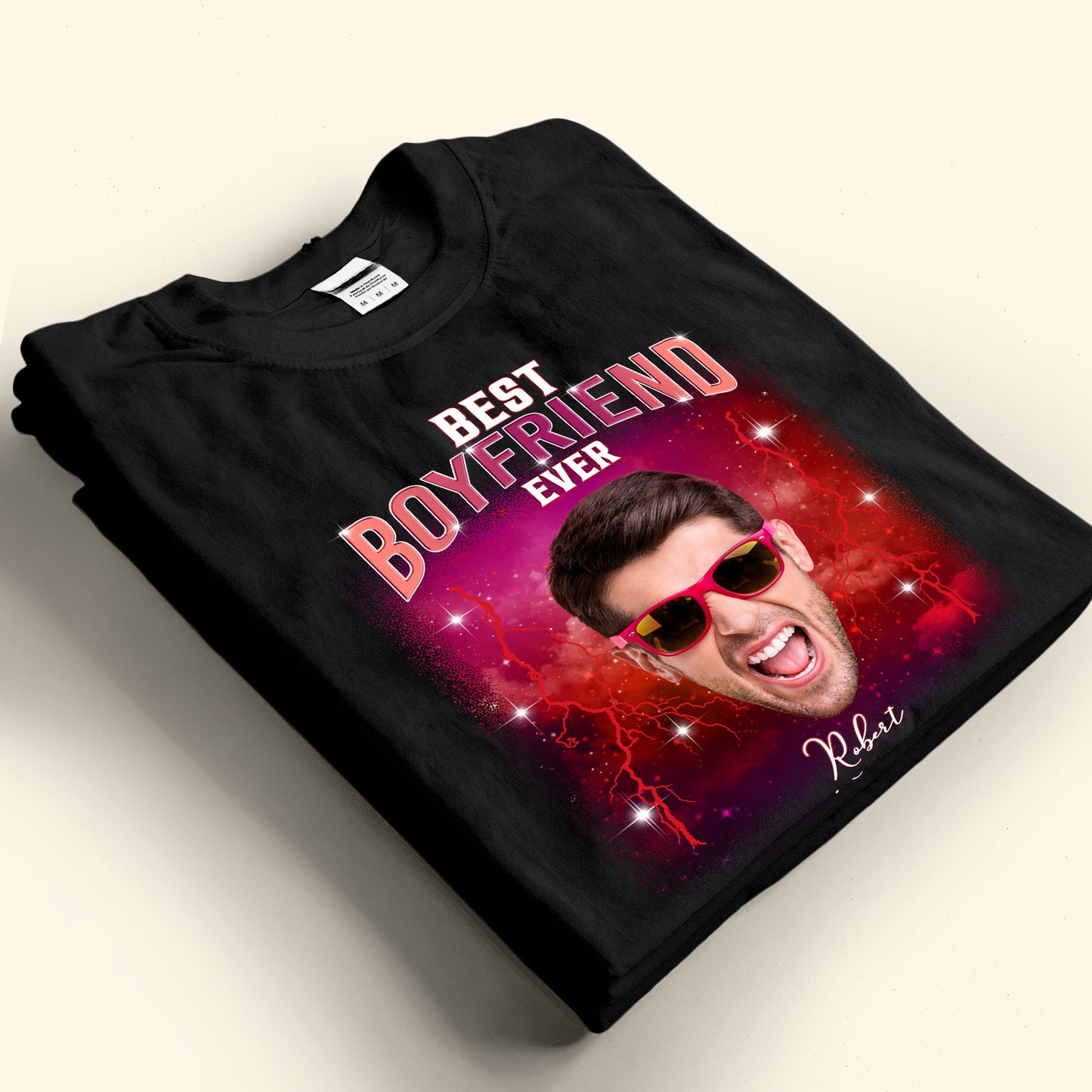 Best Boyfriend Ever Custom Funny Face Bootleg Tee - Personalized Photo Shirt