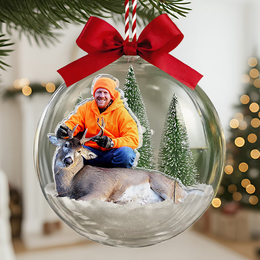Best Buckin' Papa Ever - Personalized Christmas Ball Photo Ornament