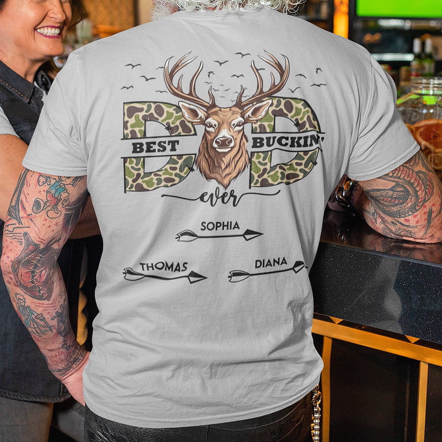 Best Buckin' Dad Ever - Personalized Back Printed Shirt