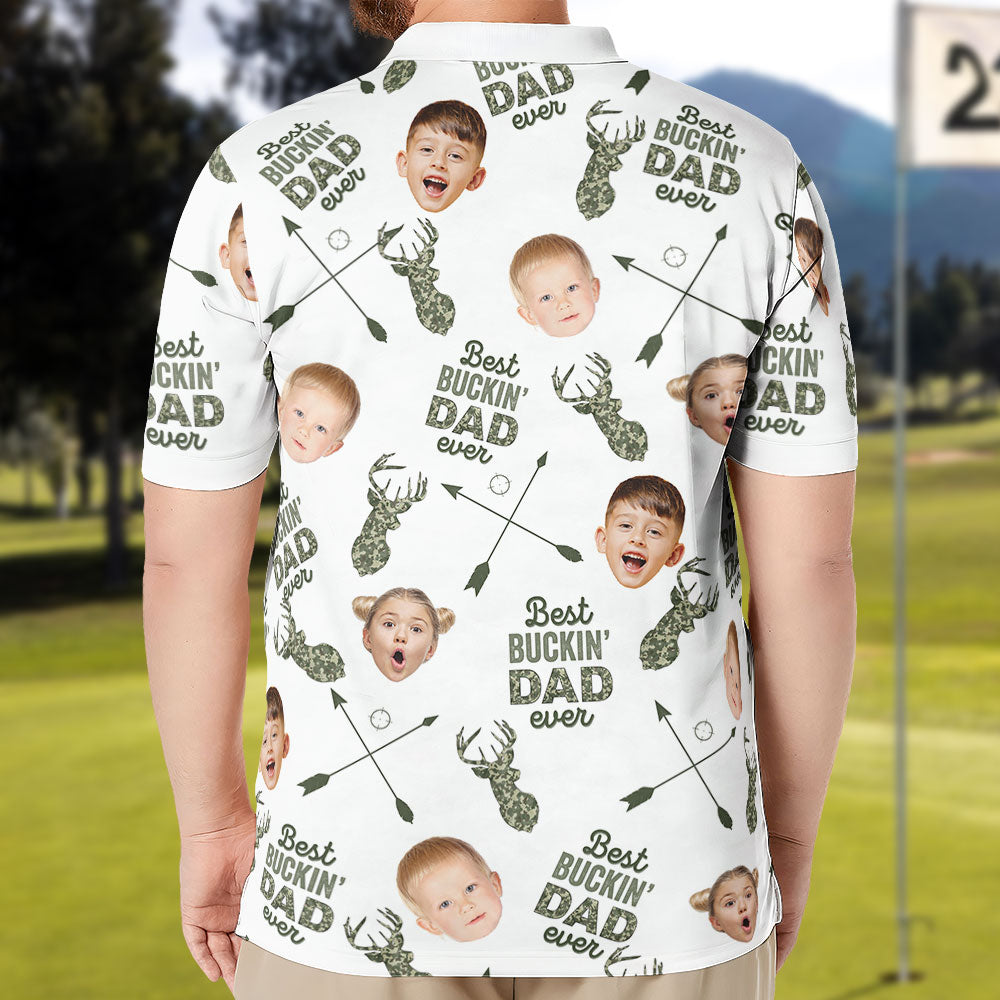 Best Buckin' Dad Ever - Personalized Photo Polo Shirt