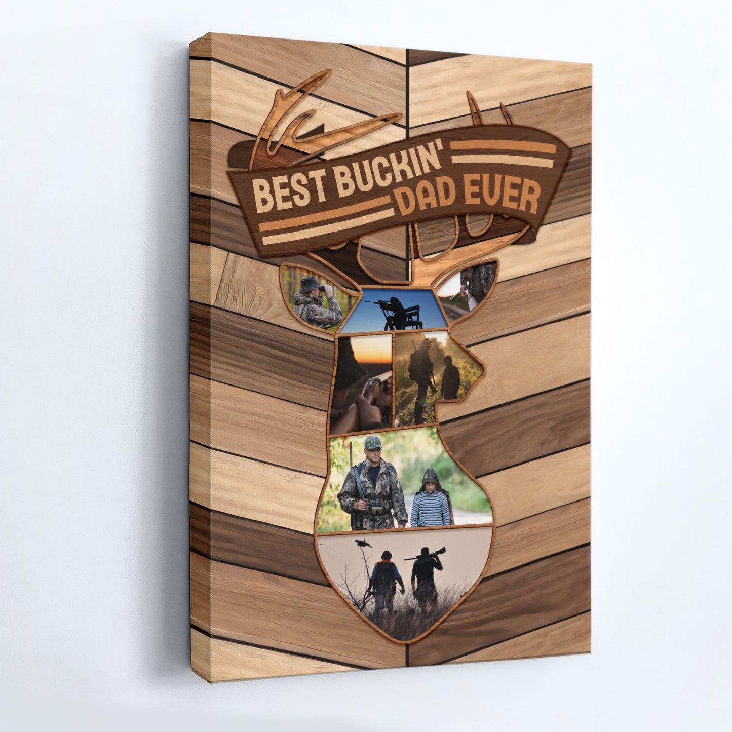 Best Buckin' Dad Ever - Personalized Photo Wrapped Canvas