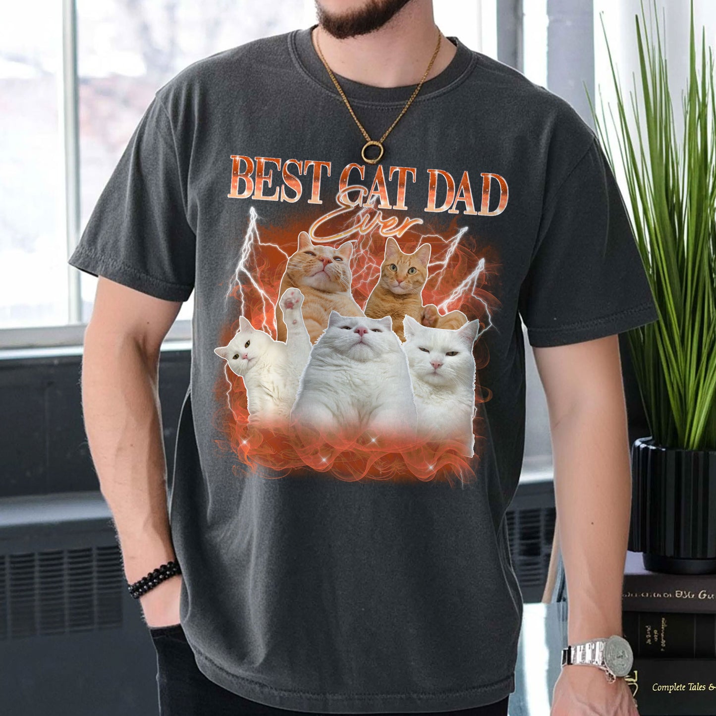 Best Cat Dad Ever - Bootleg Version - Personalized Photo Comfort Tee
