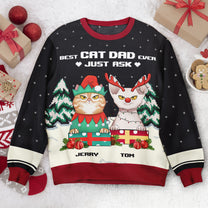 Best Cat Dad Ever Just Ask - Personalized Ugly Sweater