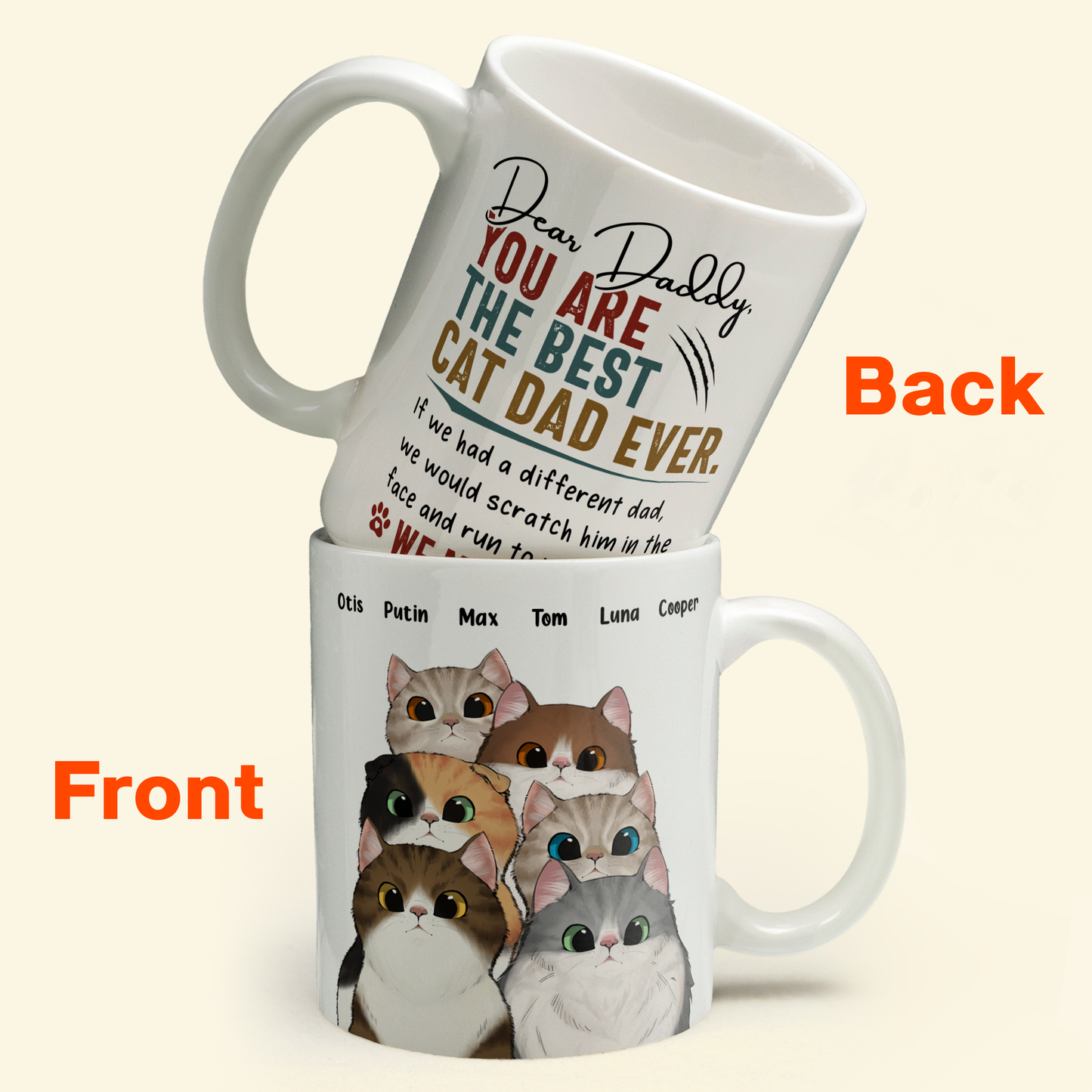 Best Cat Dad Ever - Personalized Mug - Birthday, Funny Gift For Cat Mom, Cat Dad, Cat Lovers