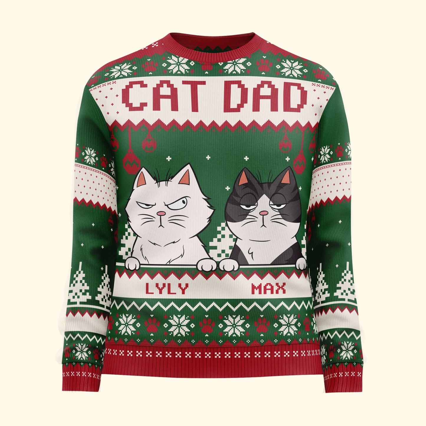 Best Cat Dad Ever - Personalized Ugly Sweater