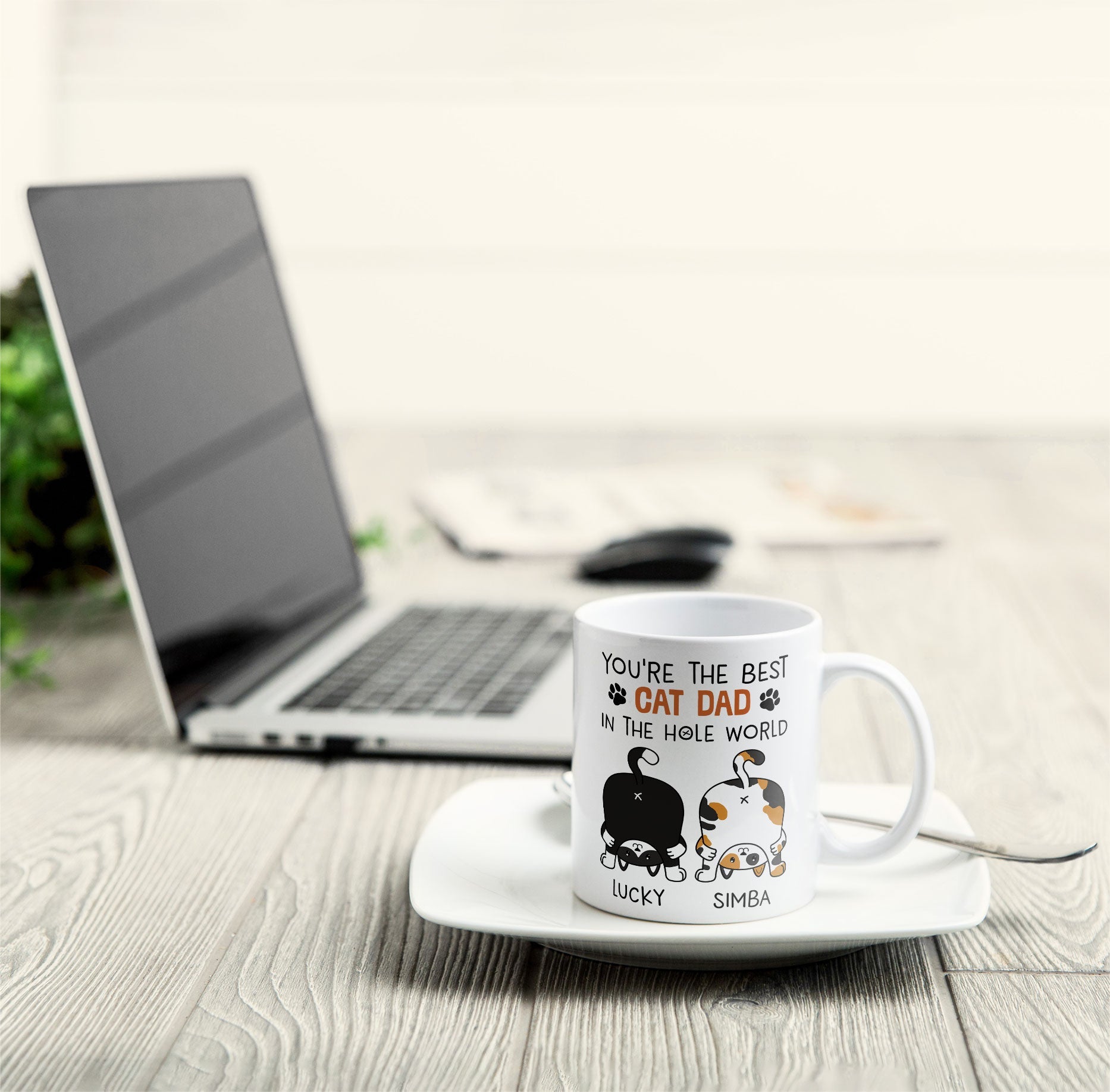 Best Cat Dad In The Hole World - Personalized Mug