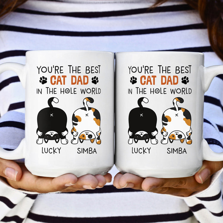 Best Cat Dad In The Hole World - Personalized Mug