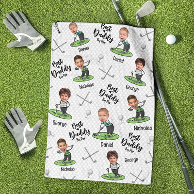 Best Dad By Par Best Papa By Par - Personalized Photo Golf Towel