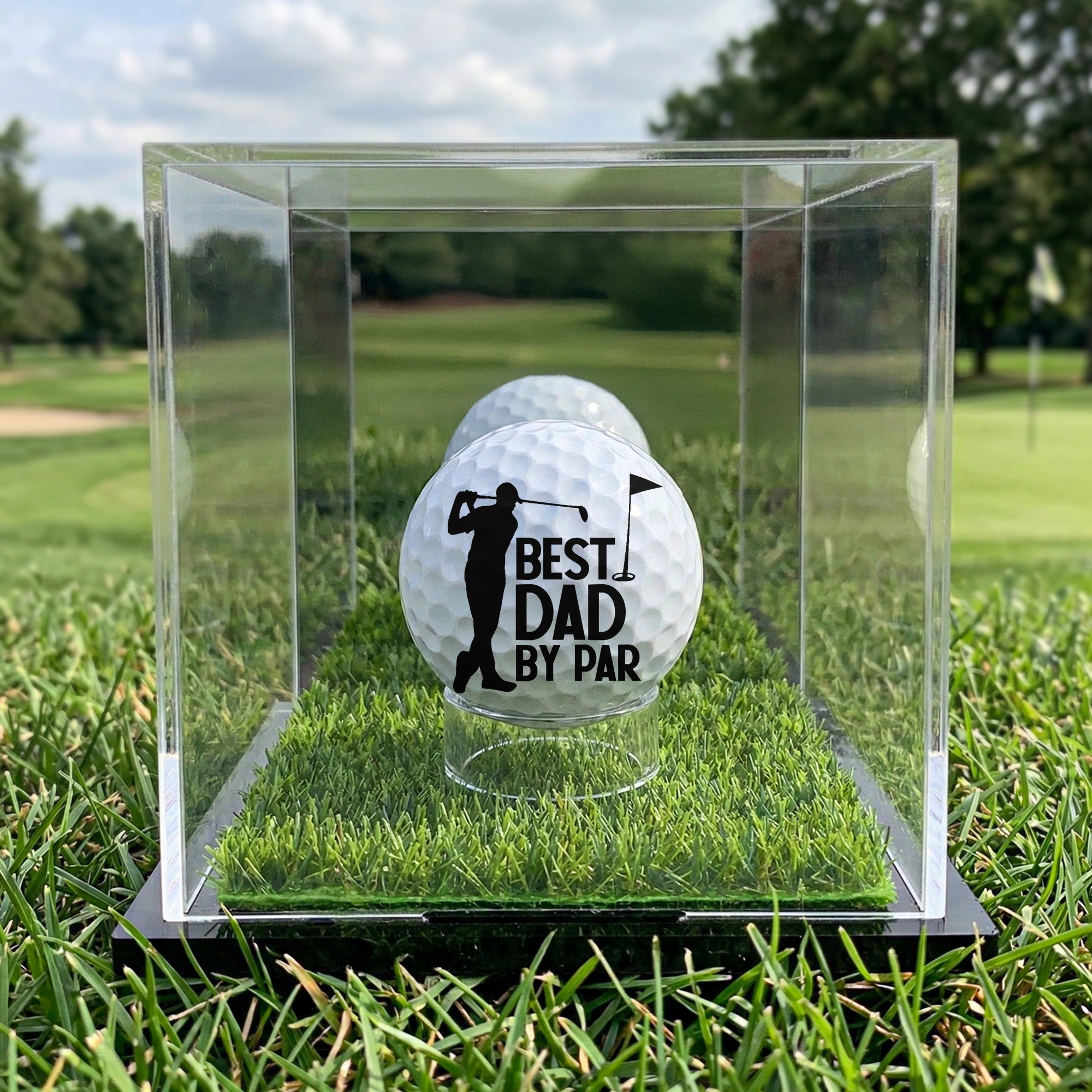 Best Dad By Par Grandpa Papa Husband Golf Gift - Personalized Photo Golf Ball
