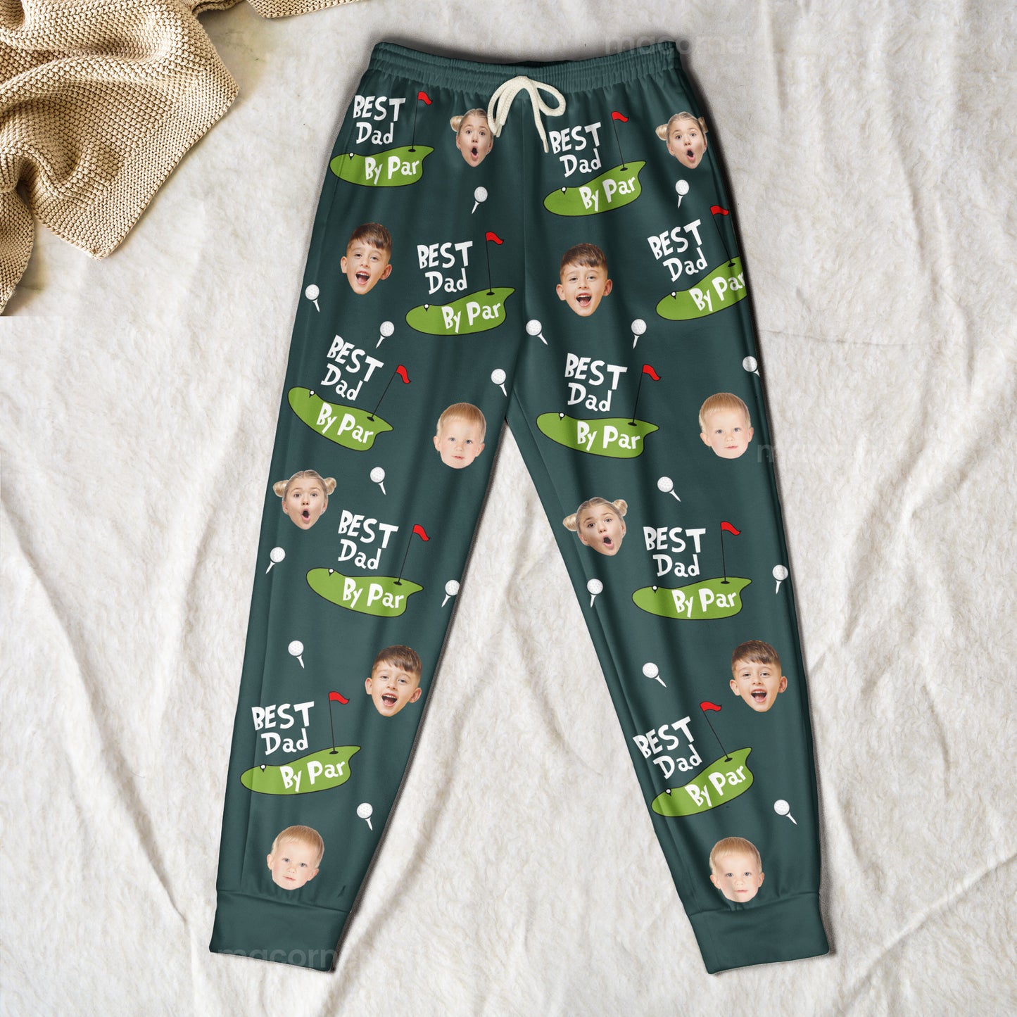 Best Dad By Par - Personalized Photo Sweatpants