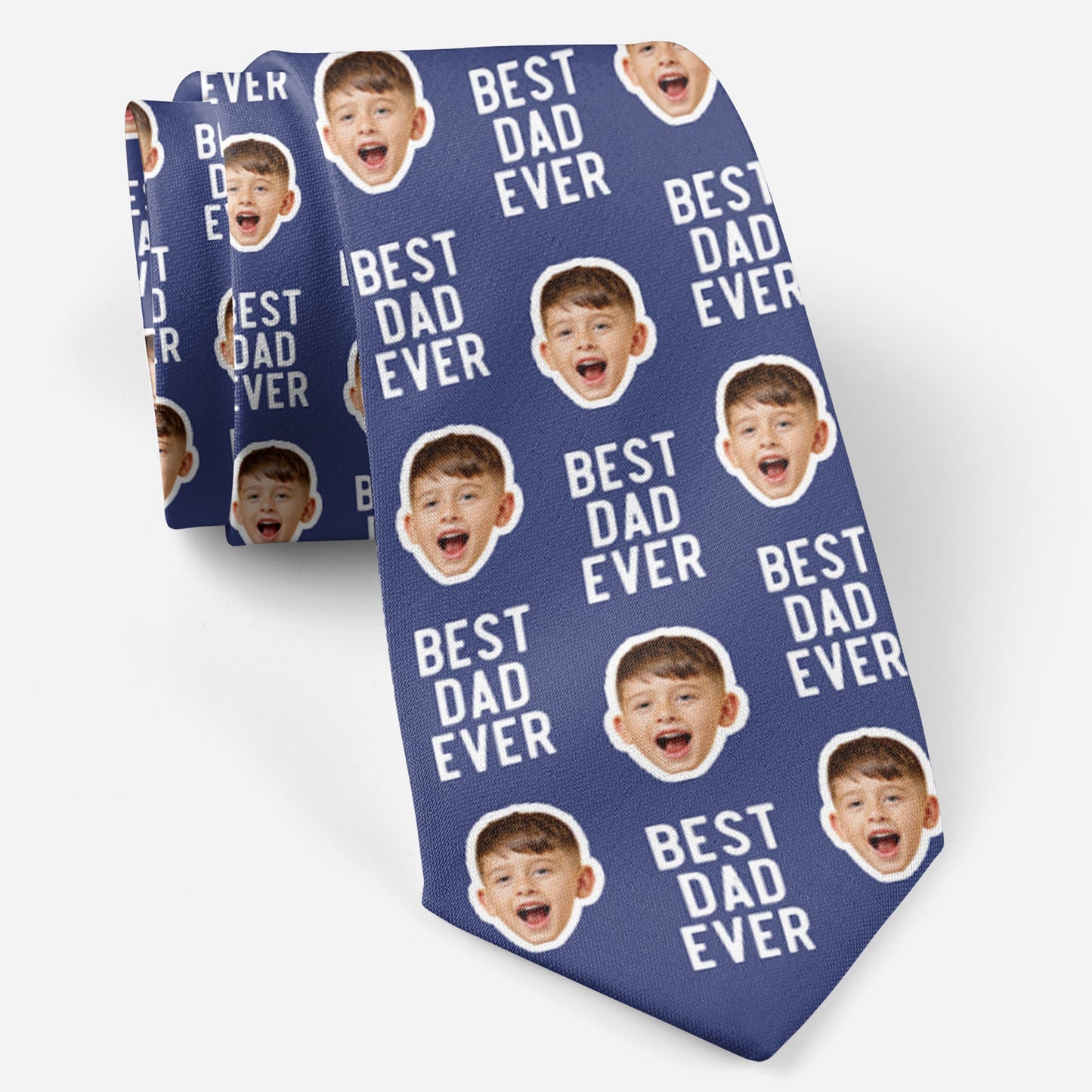 Best Dad Ever Custom Kid Face Photo - Custom Photo Tie