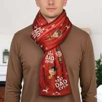 Best Dad Ever Custom Kid Faces - Personalized Fleece Scarf