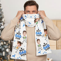 Best Dad Ever Custom Kid Faces - Personalized Fleece Scarf