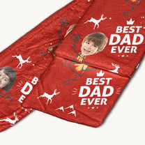 Best Dad Ever Custom Kid Faces - Personalized Fleece Scarf