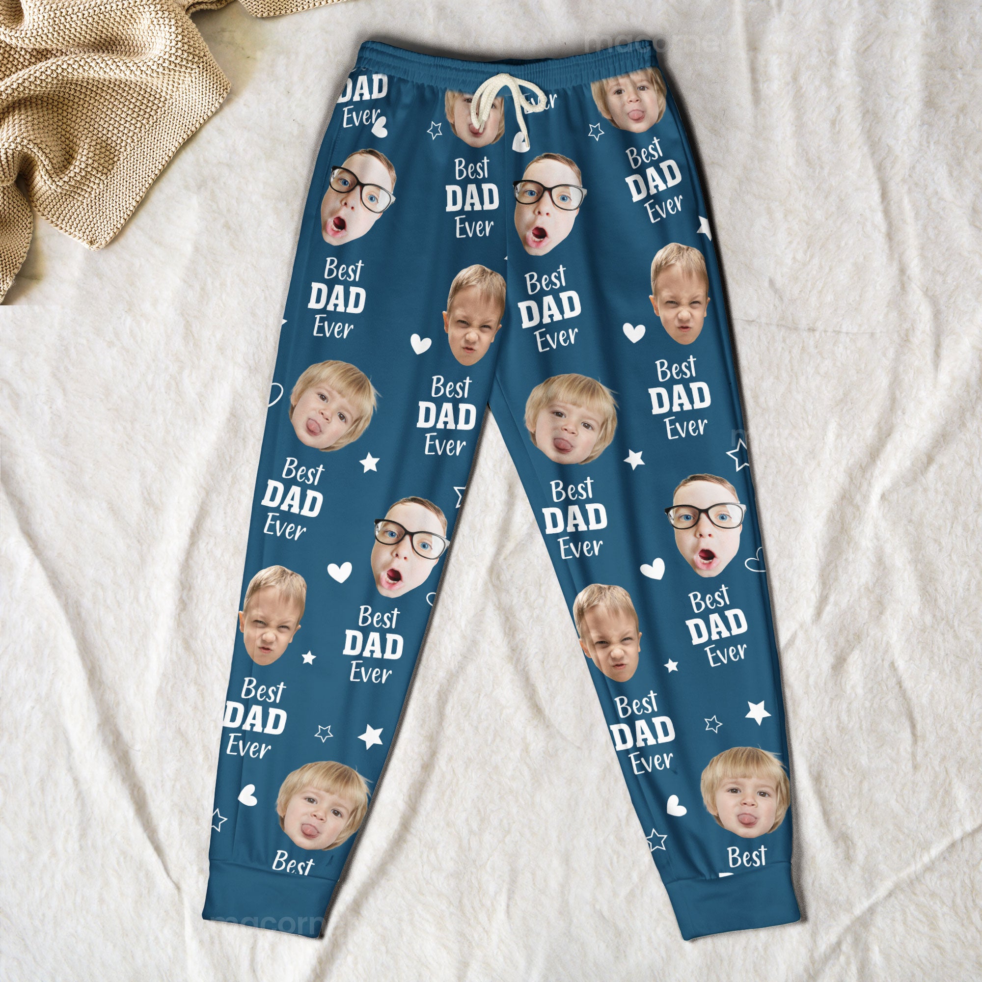 Best Dad Ever Custom Kids Faces - Personalized Photo Sweatpants