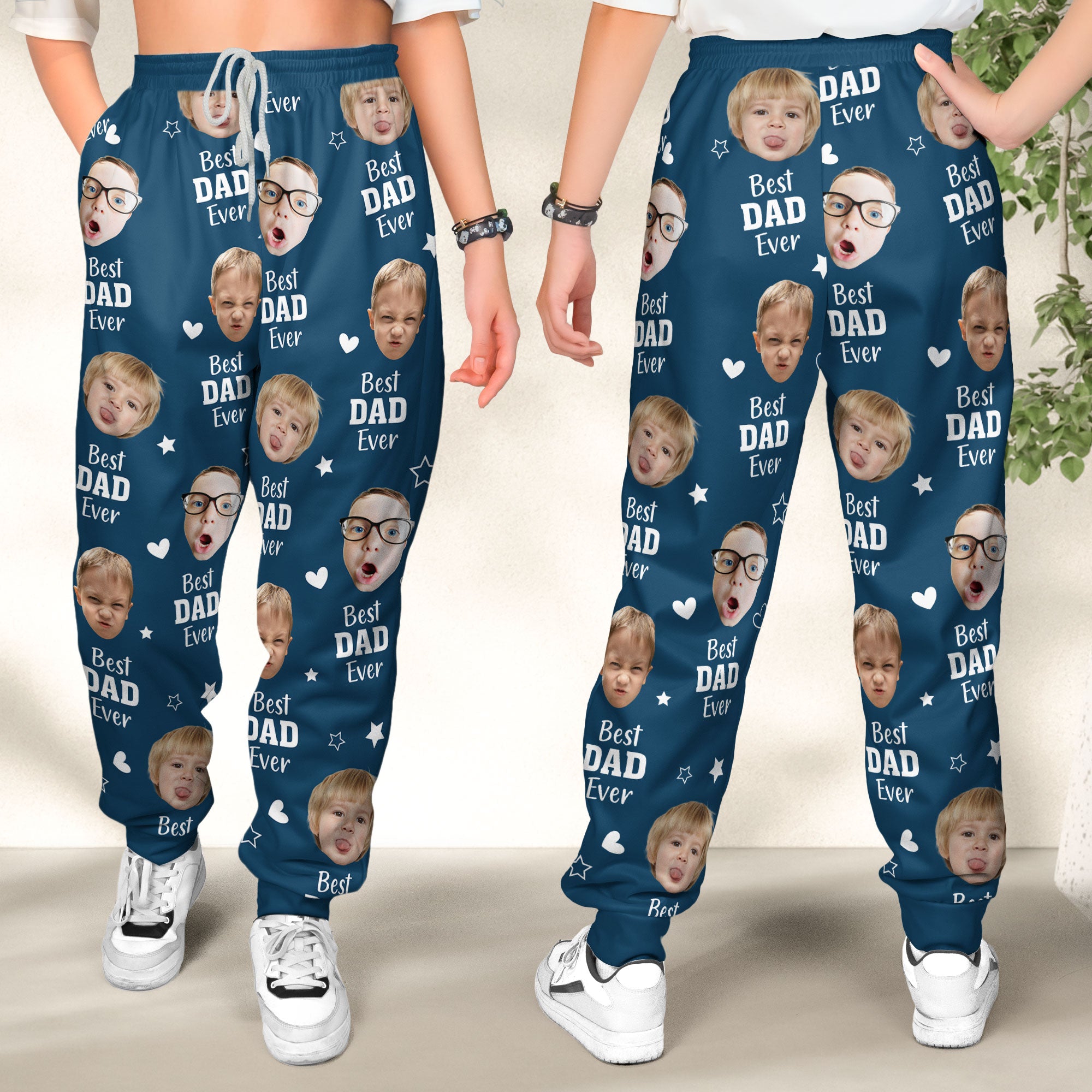 Best Dad Ever Custom Kids Faces - Personalized Photo Sweatpants