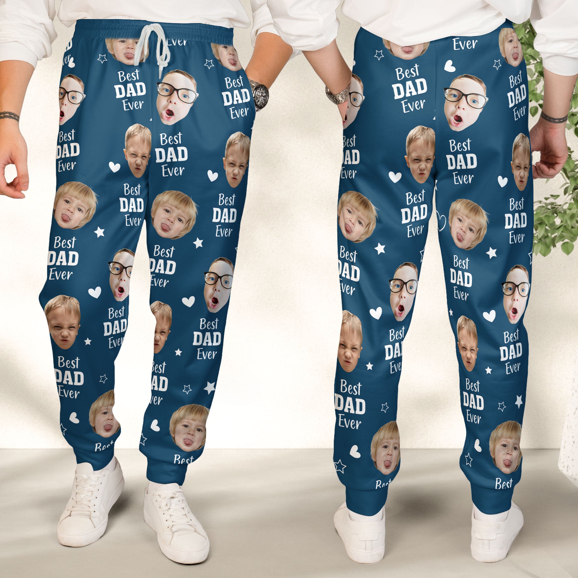 Best Dad Ever Custom Kids Faces - Personalized Photo Sweatpants