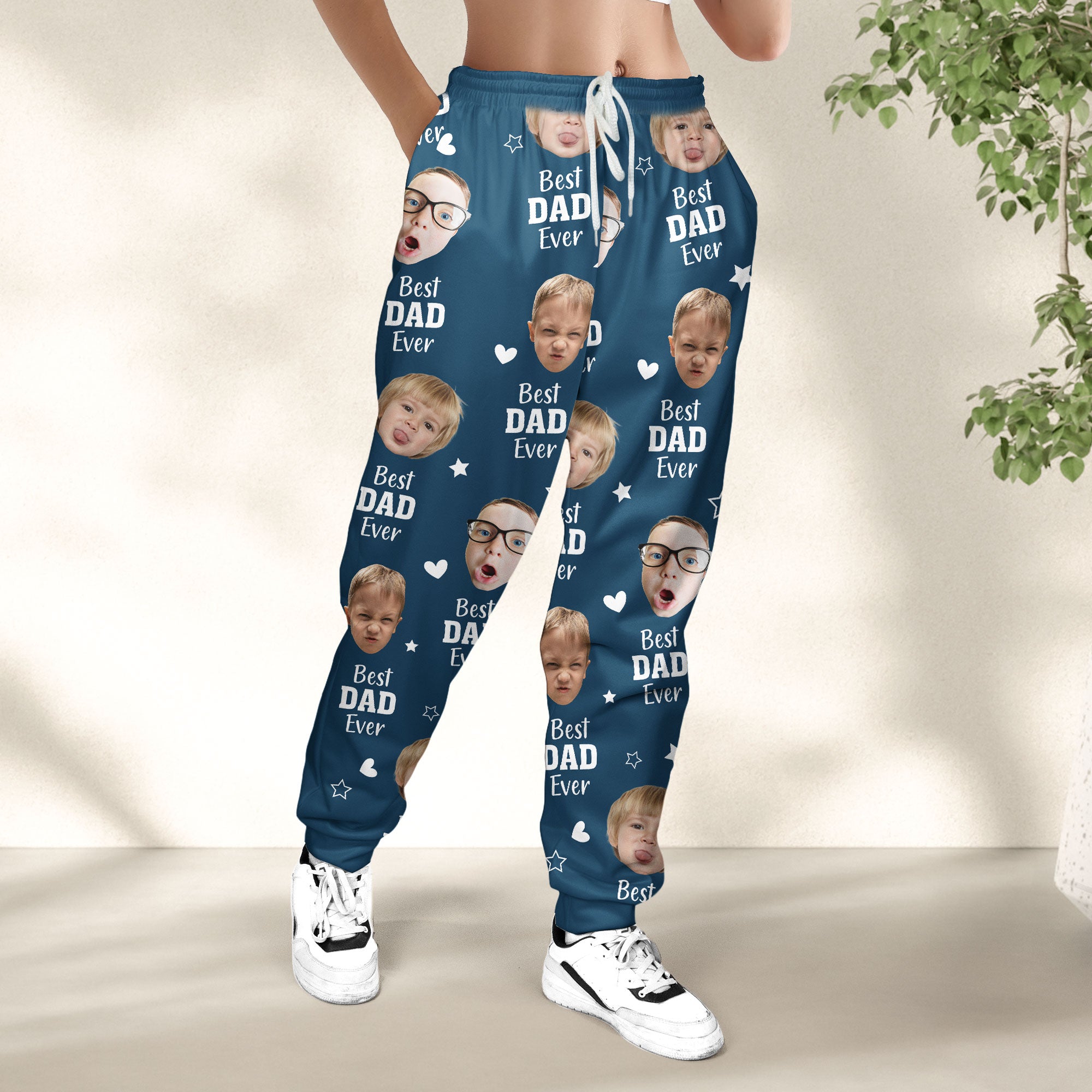 Best Dad Ever Custom Kids Faces - Personalized Photo Sweatpants