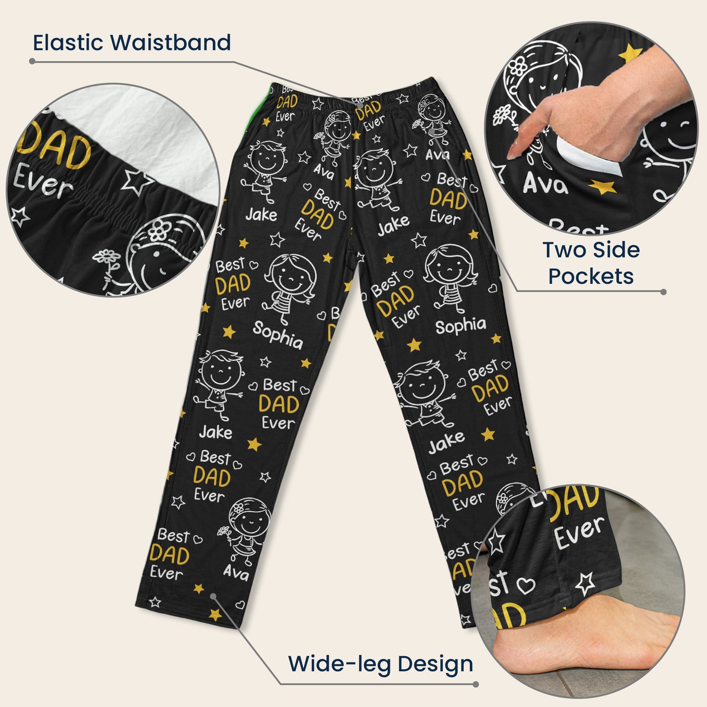 Best Dad Ever Custom Kids Pet - Personalized Lounge Pants