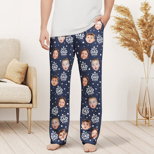 Best Dad Ever Custom Kids Pets - Personalized Photo Lounge Pants