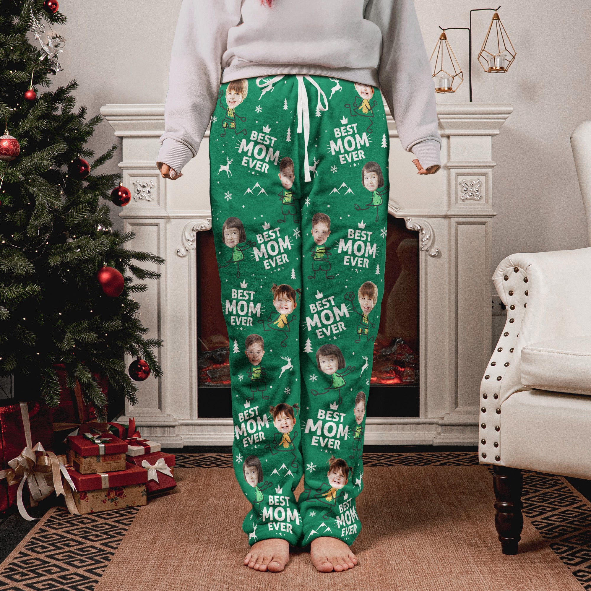 Best Dad Ever Custom Photo - Personalized Photo Fleece Pajamas Pants