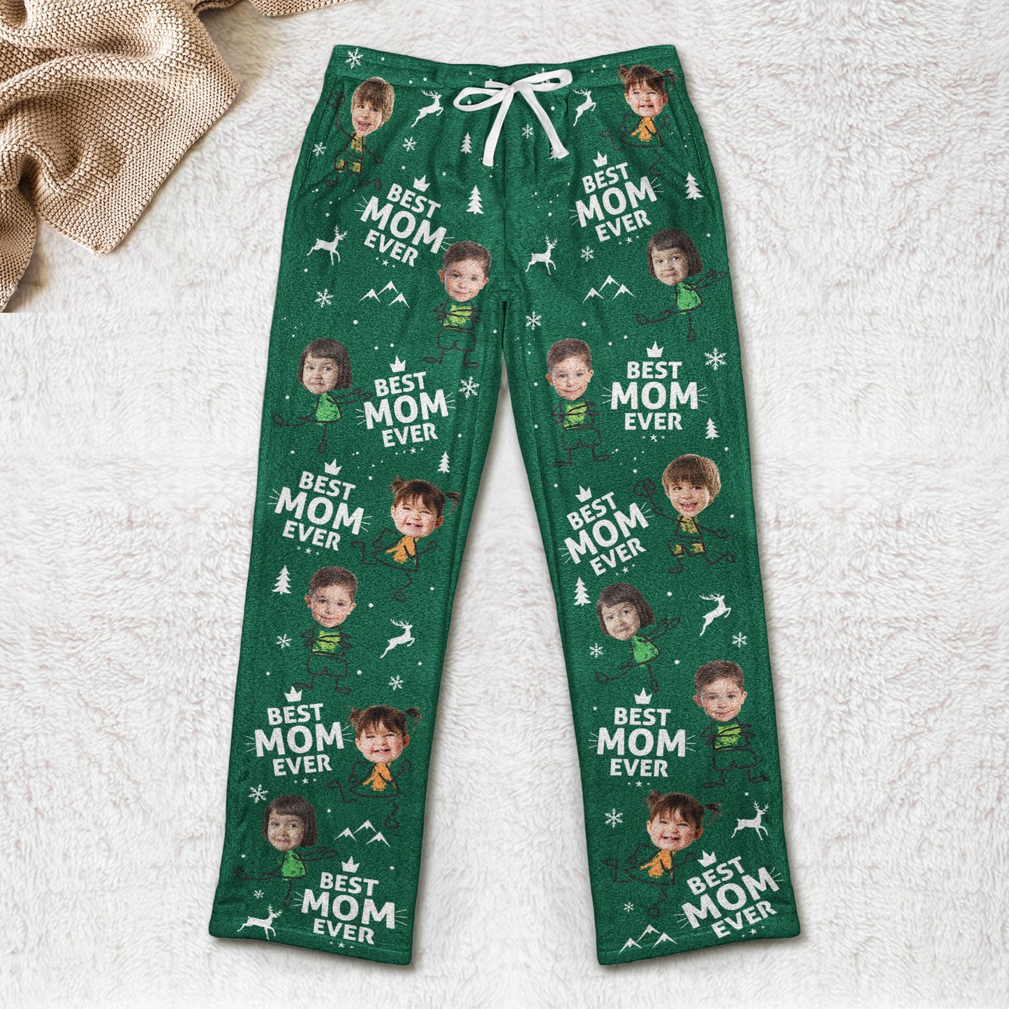 Best Dad Ever Custom Photo - Personalized Photo Fleece Pajamas Pants