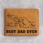 Best Dad Ever Father's Day Gift Custom Kids' Names - Personalized Leather Wallet