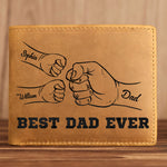 Best Dad Ever Father's Day Gift Custom Kids' Names - Personalized Leather Wallet