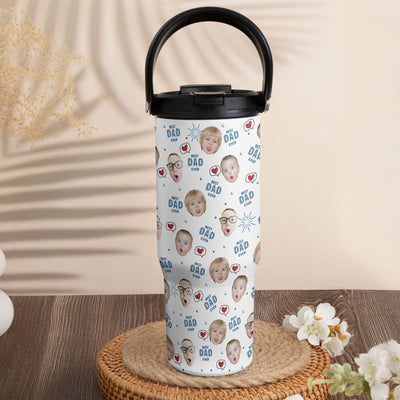 Best Dad Ever Father's Day Gift For Men - Personalized Photo 30oz Tumbler With Handle