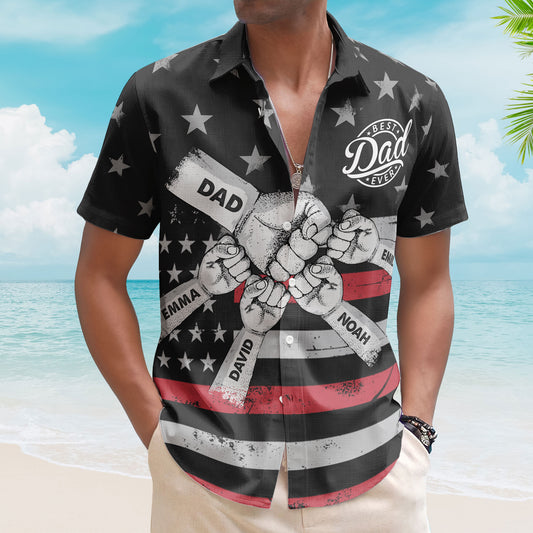 Best Dad Ever Fist Bump - Personalized Hawaiian Shirt