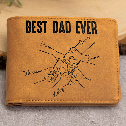 Best Dad Ever For Grandpa, Daddy Custom With Kids Names - Personalized Leather Wallet