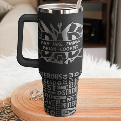 Best Dad Ever Gift Dad Tools Custom Kids Names - Personalized 40oz Tumbler