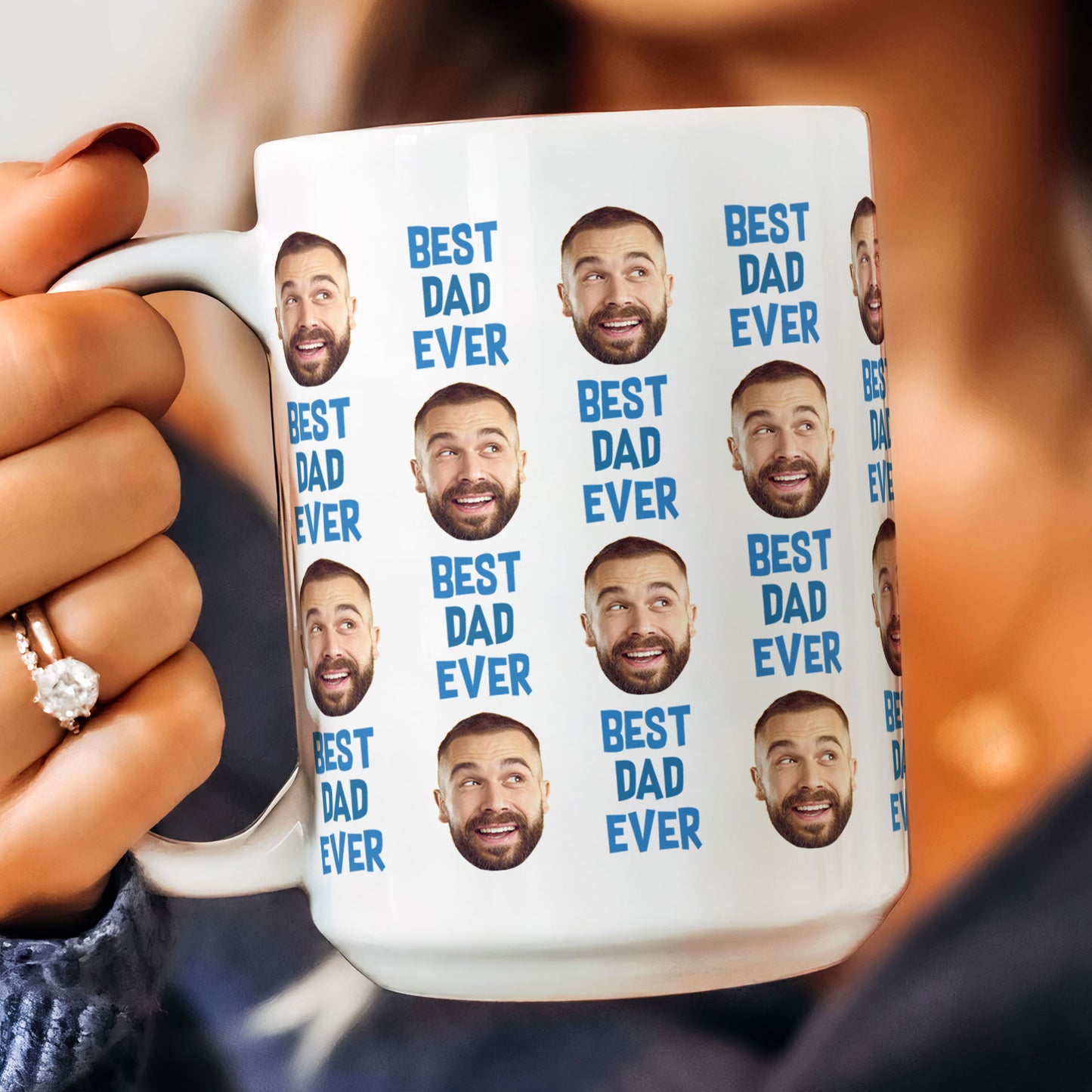 Best Dad Ever Gift For Dad Custom Face - Personalized Photo Mug