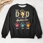 Best Dad Ever Hand Print Custom Kids Names - Personalized Shirt