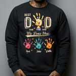 Best Dad Ever Hand Print Custom Kids Names - Personalized Shirt