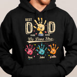 Best Dad Ever Hand Print Custom Kids Names - Personalized Shirt