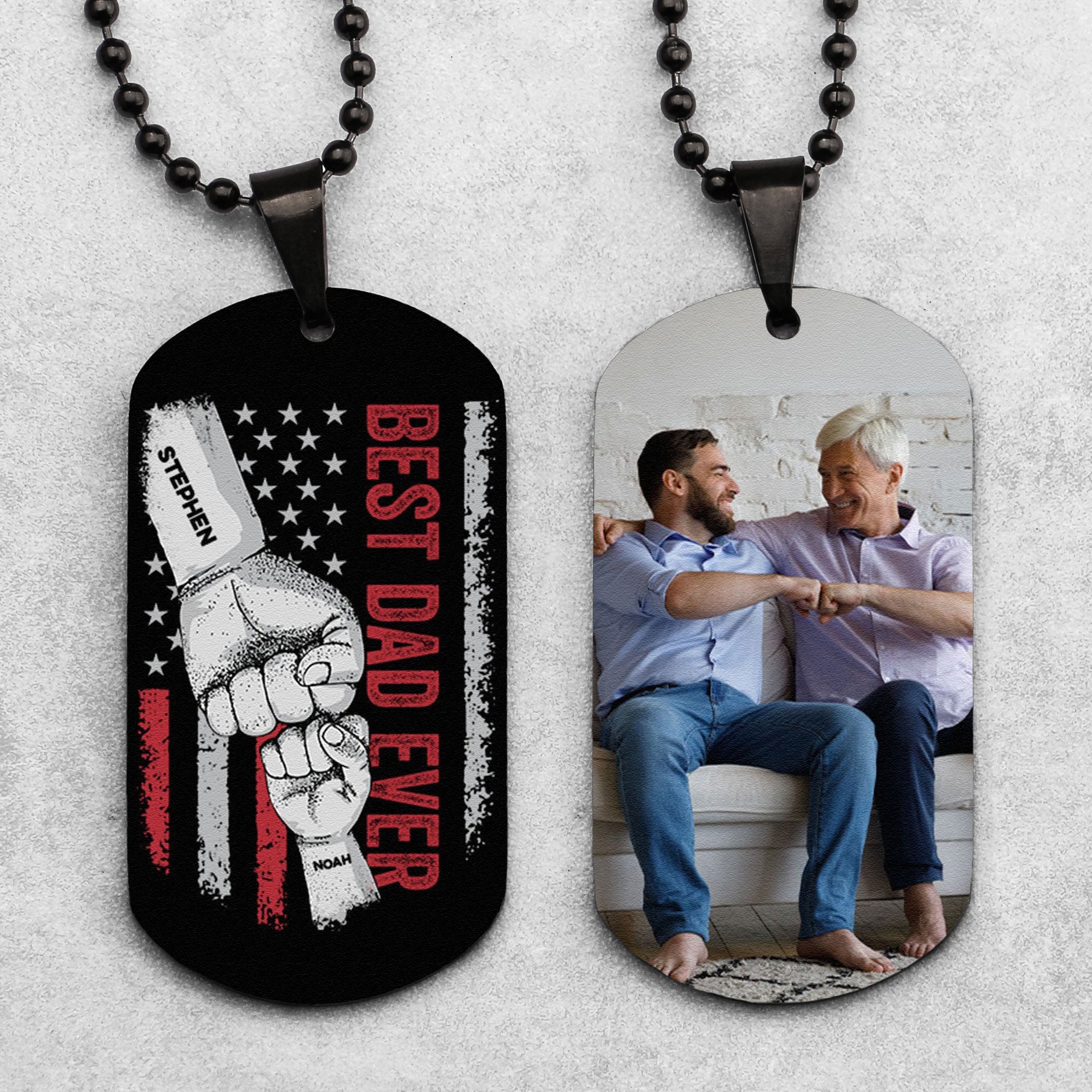 Best Dad Ever - Personalized Dog Tag Necklace