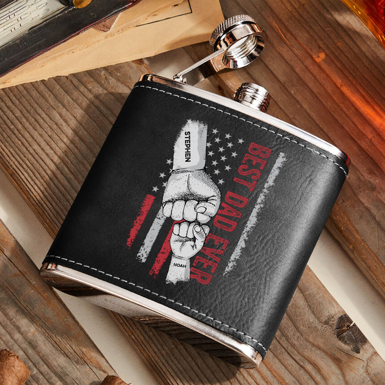 Best Dad Ever - Personalized Leather Flask