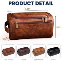 Best Dad Ever - Personalized Leather Toiletry Bag